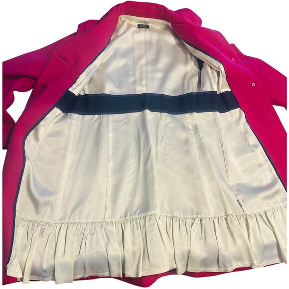 J.Crew lady day topcoat in Italian double-cloth wool blend women’s Sz 2 fuchsia - Picture 8 of 10